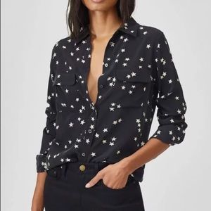 Star print silk blouse